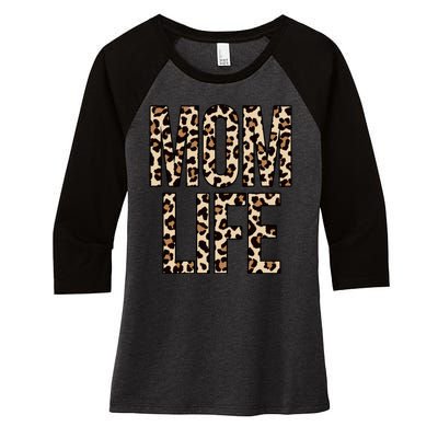 Mom Life Cheetah Print Cute Mother's Day Gift Women's Tri-Blend 3/4-Sleeve Raglan Shirt