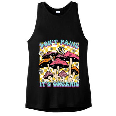Mushroom Lover Dont Panic Its Organic Psychedelic Groovy Ladies PosiCharge Tri-Blend Wicking Tank