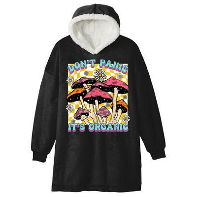Mushroom Lover Dont Panic Its Organic Psychedelic Groovy Hooded Wearable Blanket