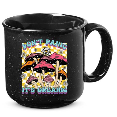 Mushroom Lover Dont Panic Its Organic Psychedelic Groovy 15oz Campfire Ceramic Mug