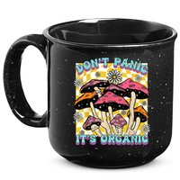 Mushroom Lover Dont Panic Its Organic Psychedelic Groovy 15oz Campfire Ceramic Mug