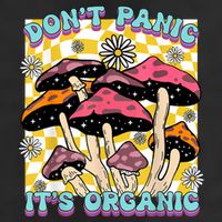 Mushroom Lover Dont Panic Its Organic Psychedelic Groovy Crop Fleece Hoodie