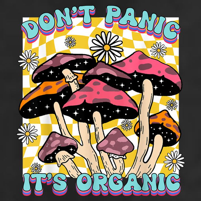 Mushroom Lover Dont Panic Its Organic Psychedelic Groovy Crop Fleece Hoodie