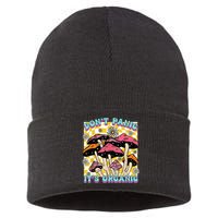 Mushroom Lover Dont Panic Its Organic Psychedelic Groovy Sustainable Knit Beanie