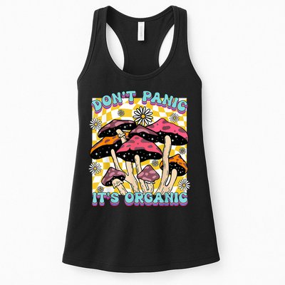 Mushroom Lover Dont Panic Its Organic Psychedelic Groovy Womens Tank Top