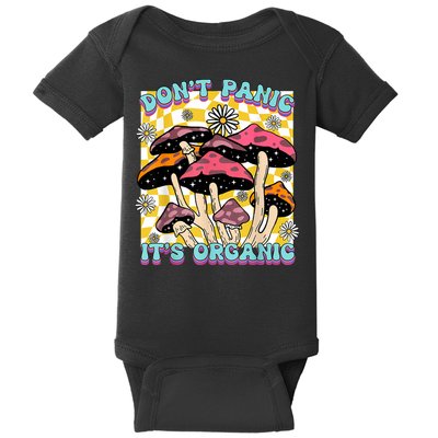 Mushroom Lover Dont Panic Its Organic Psychedelic Groovy Baby Bodysuit