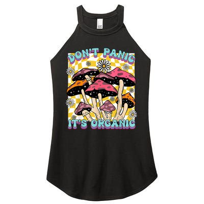 Mushroom Lover Dont Panic Its Organic Psychedelic Groovy Women's Perfect Tri Rocker Tank