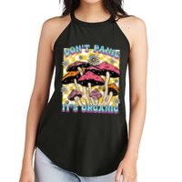 Mushroom Lover Dont Panic Its Organic Psychedelic Groovy Women's Perfect Tri Rocker Tank