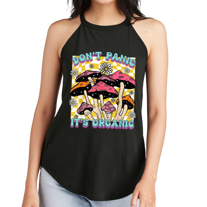 Mushroom Lover Dont Panic Its Organic Psychedelic Groovy Women's Perfect Tri Rocker Tank