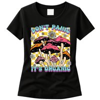 Mushroom Lover Dont Panic Its Organic Psychedelic Groovy Womens T-Shirt