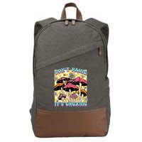 Mushroom Lover Dont Panic Its Organic Psychedelic Groovy Cotton Canvas Backpack