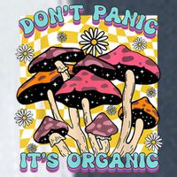 Mushroom Lover Dont Panic Its Organic Psychedelic Groovy Stripe Pom Pom Beanie