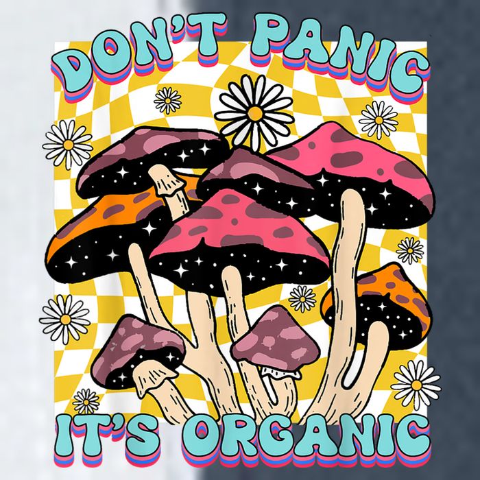 Mushroom Lover Dont Panic Its Organic Psychedelic Groovy Stripe Pom Pom Beanie