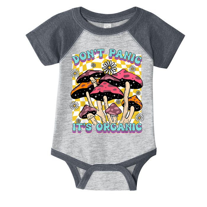 Mushroom Lover Dont Panic Its Organic Psychedelic Groovy Infant Baby Jersey Bodysuit