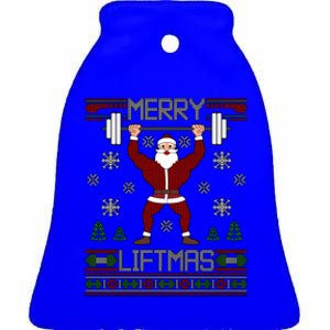 Merry Liftmas Dumbbell Lifting Gym Santa Cool Gift Ceramic Bell Ornament