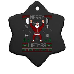 Merry Liftmas Dumbbell Santa Meaningful Gift Ceramic Star Ornament