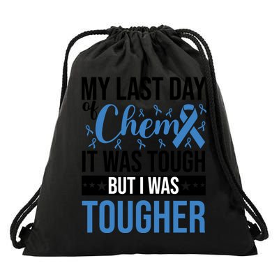 My Last Day Of Chemo Colon_black Drawstring Bag
