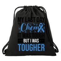 My Last Day Of Chemo Colon_black Drawstring Bag