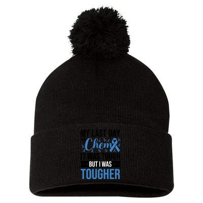 My Last Day Of Chemo Colon_black Pom Pom 12in Knit Beanie