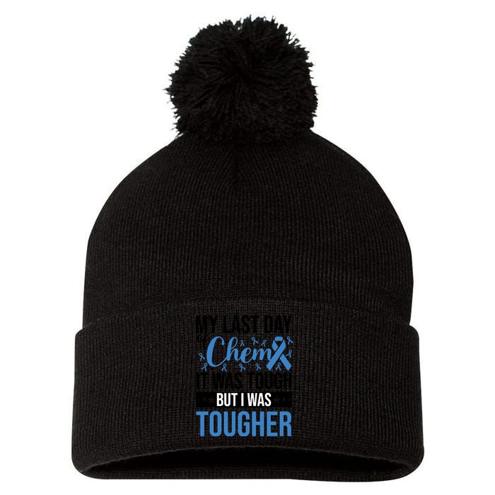 My Last Day Of Chemo Colon_black Pom Pom 12in Knit Beanie