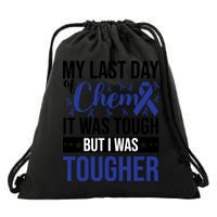 My Last Day Of Chemo Colon_dark Blue_black Drawstring Bag