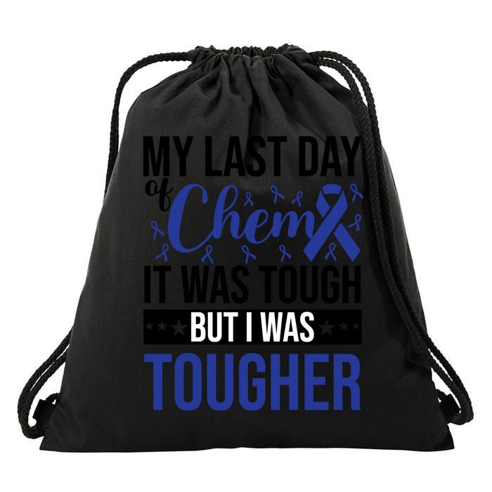 My Last Day Of Chemo Colon_dark Blue_black Drawstring Bag
