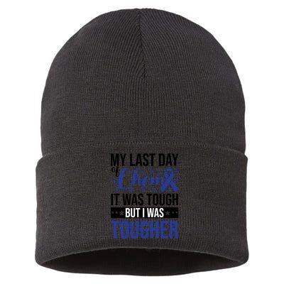 My Last Day Of Chemo Colon_dark Blue_black Sustainable Knit Beanie