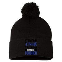 My Last Day Of Chemo Colon_dark Blue_black Pom Pom 12in Knit Beanie