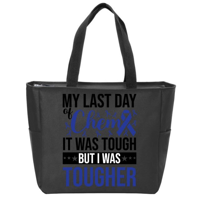 My Last Day Of Chemo Colon_dark Blue_black Zip Tote Bag