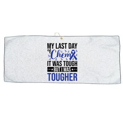 My Last Day Of Chemo Colon_dark Blue_black Large Microfiber Waffle Golf Towel