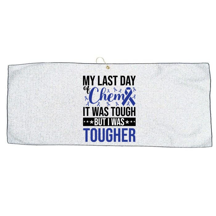My Last Day Of Chemo Colon_dark Blue_black Large Microfiber Waffle Golf Towel