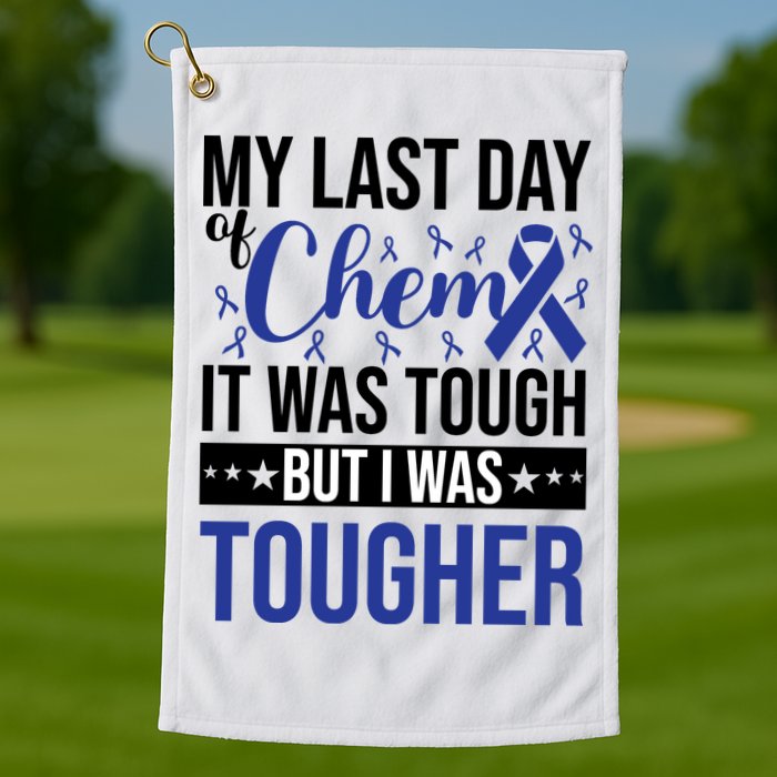 My Last Day Of Chemo Colon_dark Blue_black Golf Towel
