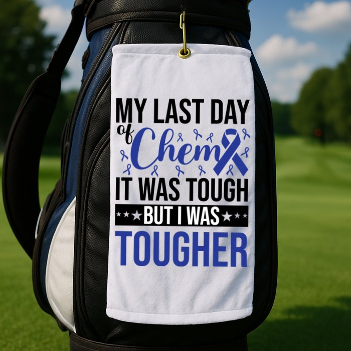 My Last Day Of Chemo Colon_dark Blue_black Golf Towel