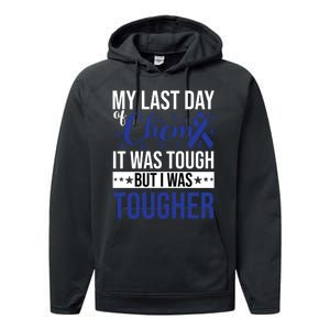 My Last Day Of Chemo Colon_dark Blue_white Performance Fleece Hoodie