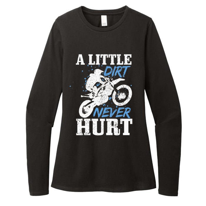 Motocross Little Dirt Never Hurt Dirt Bike MX Racing Biker Womens CVC Long Sleeve Shirt