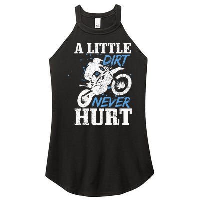 Motocross Little Dirt Never Hurt Dirt Bike MX Racing Biker Women’s Perfect Tri Rocker Tank