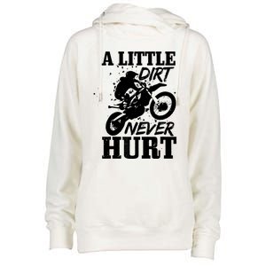 Motocross Little Dirt Never Hurt Dirt Bike MX Racing Biker Womens Funnel Neck Pullover Hood