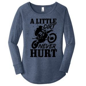 Motocross Little Dirt Never Hurt Dirt Bike MX Racing Biker Women's Perfect Tri Tunic Long Sleeve Shirt