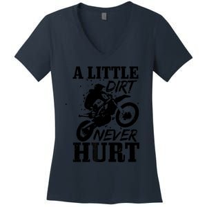 Motocross Little Dirt Never Hurt Dirt Bike MX Racing Biker Women's V-Neck T-Shirt