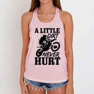 Motocross Little Dirt Never Hurt Dirt Bike MX Racing Biker Women's Knotted Racerback Tank