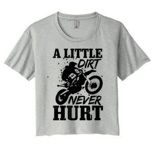 Motocross Little Dirt Never Hurt Dirt Bike MX Racing Biker Women's Crop Top Tee