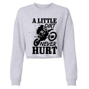 Motocross Little Dirt Never Hurt Dirt Bike MX Racing Biker Cropped Pullover Crew