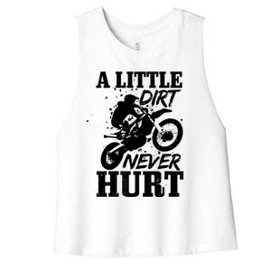 Motocross Little Dirt Never Hurt Dirt Bike MX Racing Biker Women's Racerback Cropped Tank