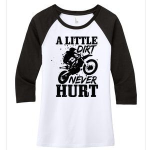 Motocross Little Dirt Never Hurt Dirt Bike MX Racing Biker Women's Tri-Blend 3/4-Sleeve Raglan Shirt