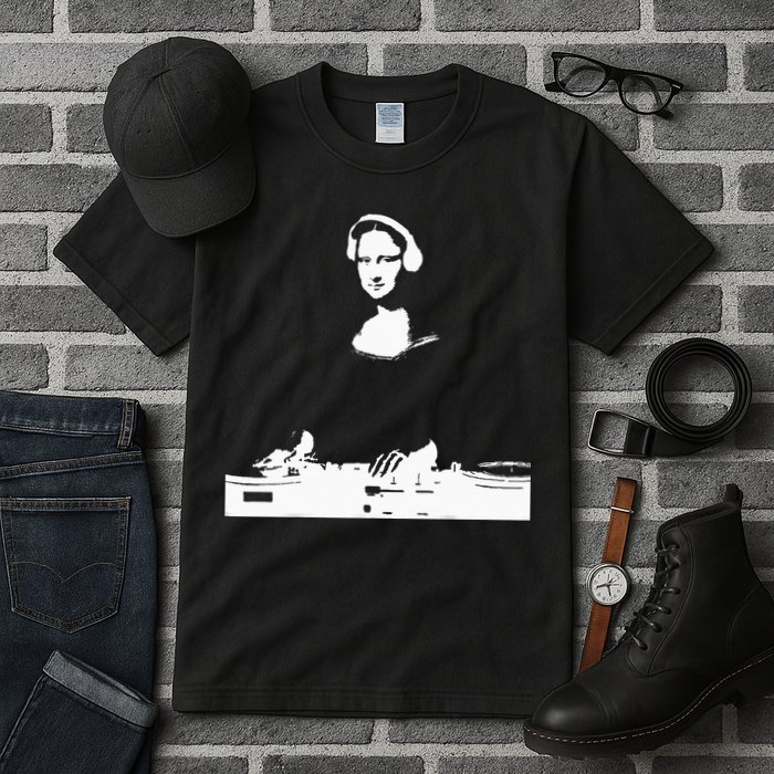 Mona Lisa Dj Art Funny Edm Techno Rave Music Tall T-Shirt