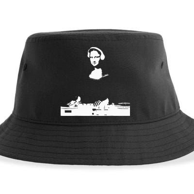Mona Lisa Dj Art Funny Edm Techno Rave Music Sustainable Bucket Hat