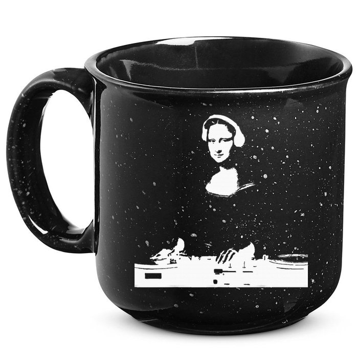 Mona Lisa Dj Art Funny Edm Techno Rave Music 15oz Campfire Ceramic Mug