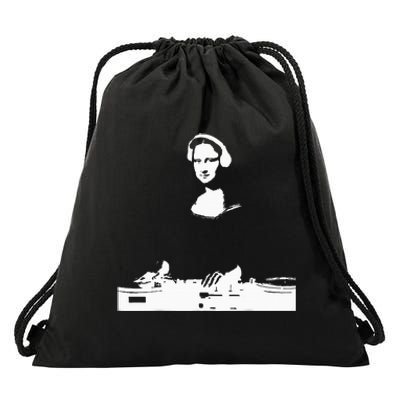 Mona Lisa Dj Art Funny Edm Techno Rave Music Drawstring Bag