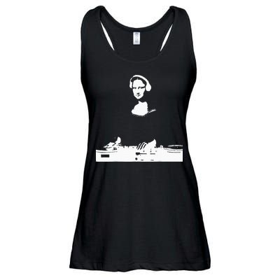 Mona Lisa Dj Art Funny Edm Techno Rave Music Ladies Essential Flowy Tank