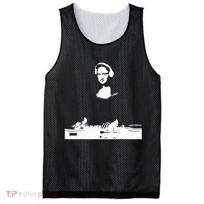 Mona Lisa Dj Art Funny Edm Techno Rave Music Mesh Reversible Basketball Jersey Tank